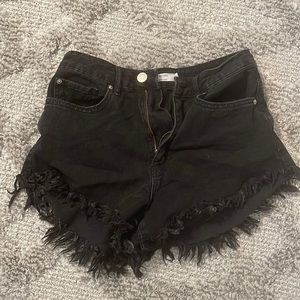 black jean shorts
